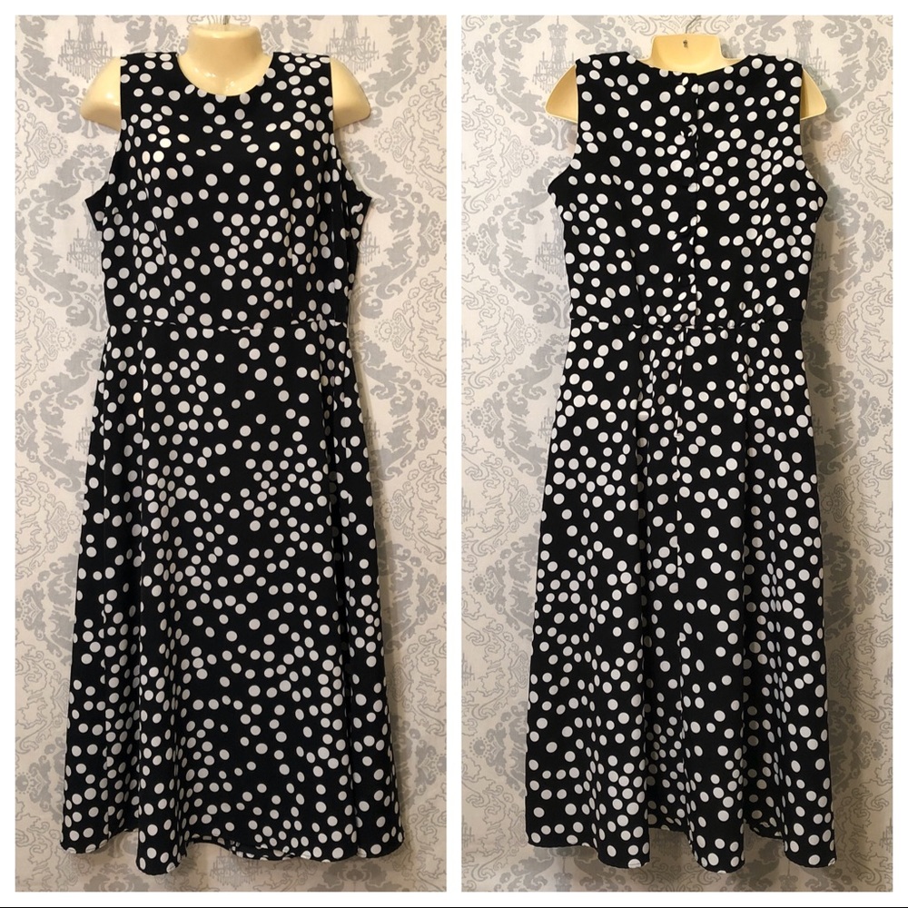 Scarlett Black with white polka dot dress w/ belt